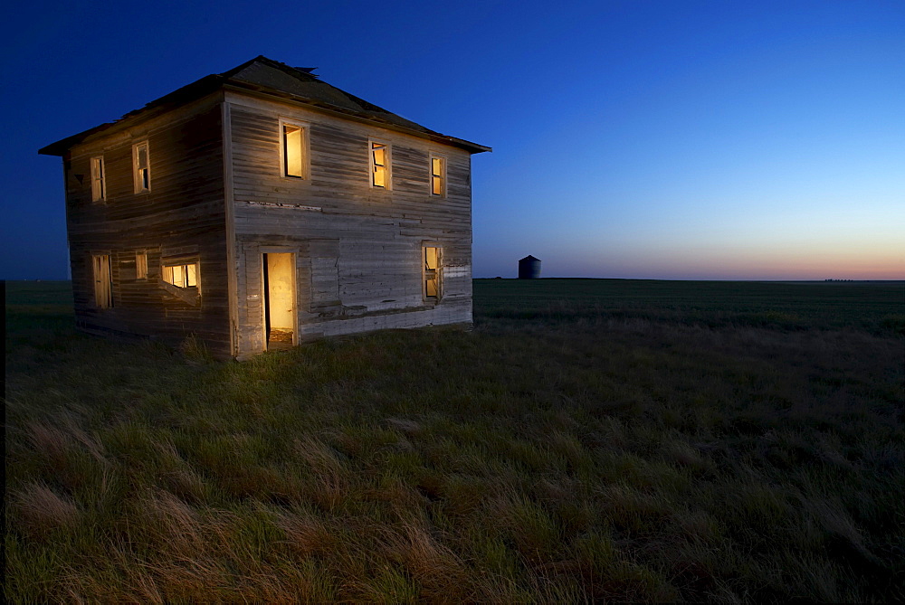 Abandoned Farmhouse at Dusk, near Leader, Saskatchewan