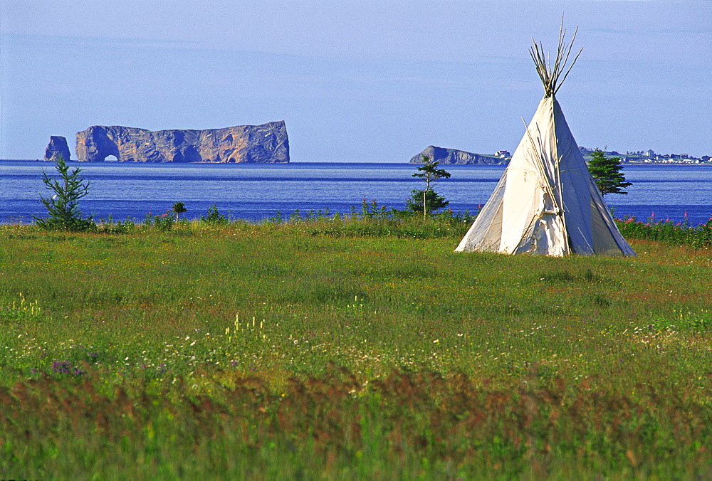 Tepee and Perce Rock, Gaspesie Region, Saint-Georges-de-Malbaie, Quebec