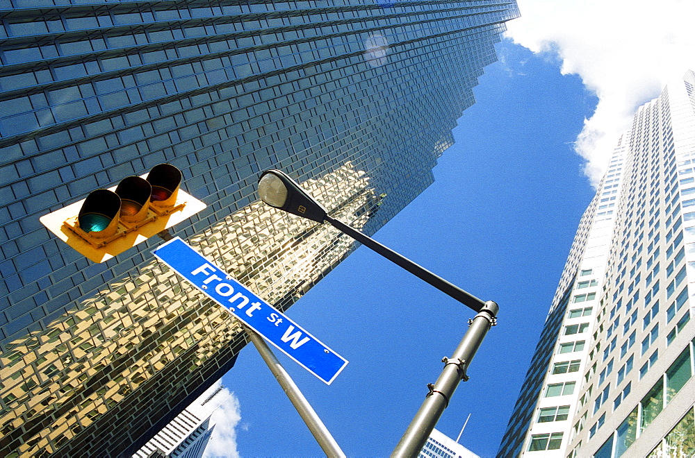 Street Sign and Buildings on Front Street, Toronto, Ontario