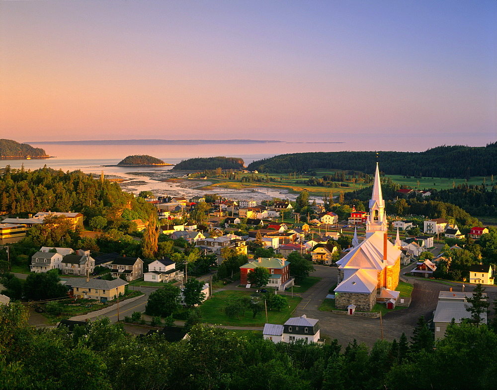 View of Village and Islands of Bic National Park, Bic, Bas Saint-Laurent region, Quebec