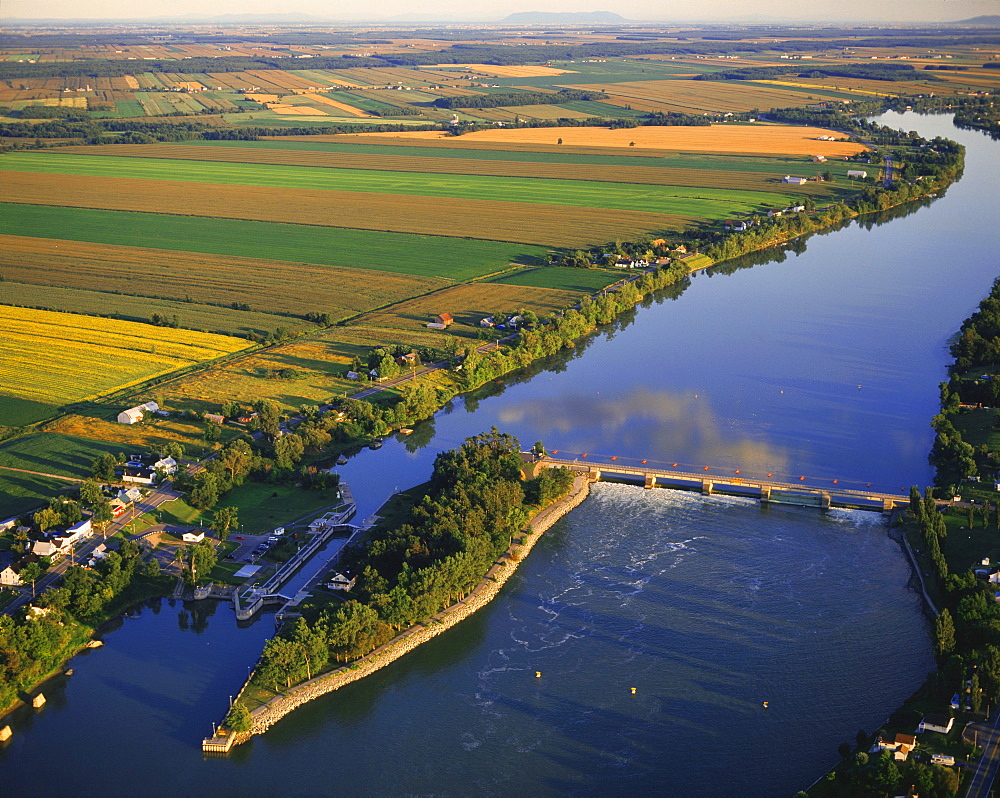 Richelieu River and Field, Saint-Ours, Monteregie Region, Quebec