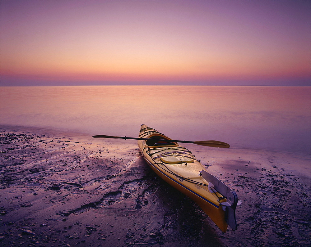 Kayak and Sea at Dawn at Pointe Carleton, Anticosti Island, Duplessis, Quebec