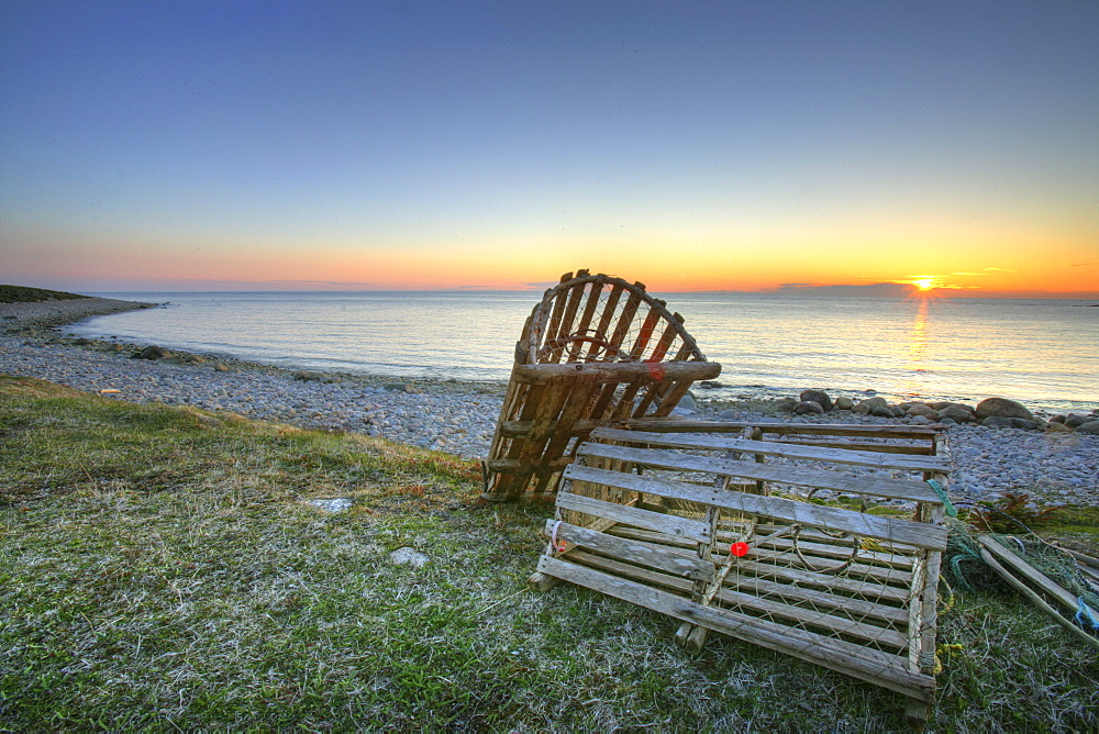 Lobster Traps and Sunset, Green Point Campground, Gros Morne National Park, Newfoundland