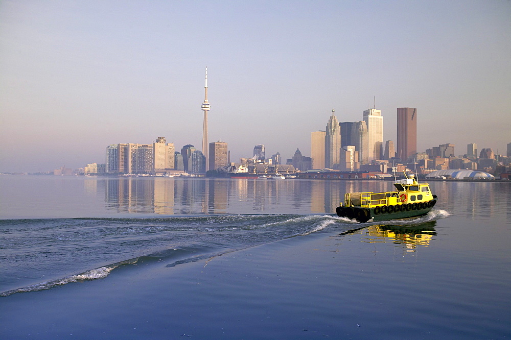 Tugboat and City Skyline, Toronto, Ontario