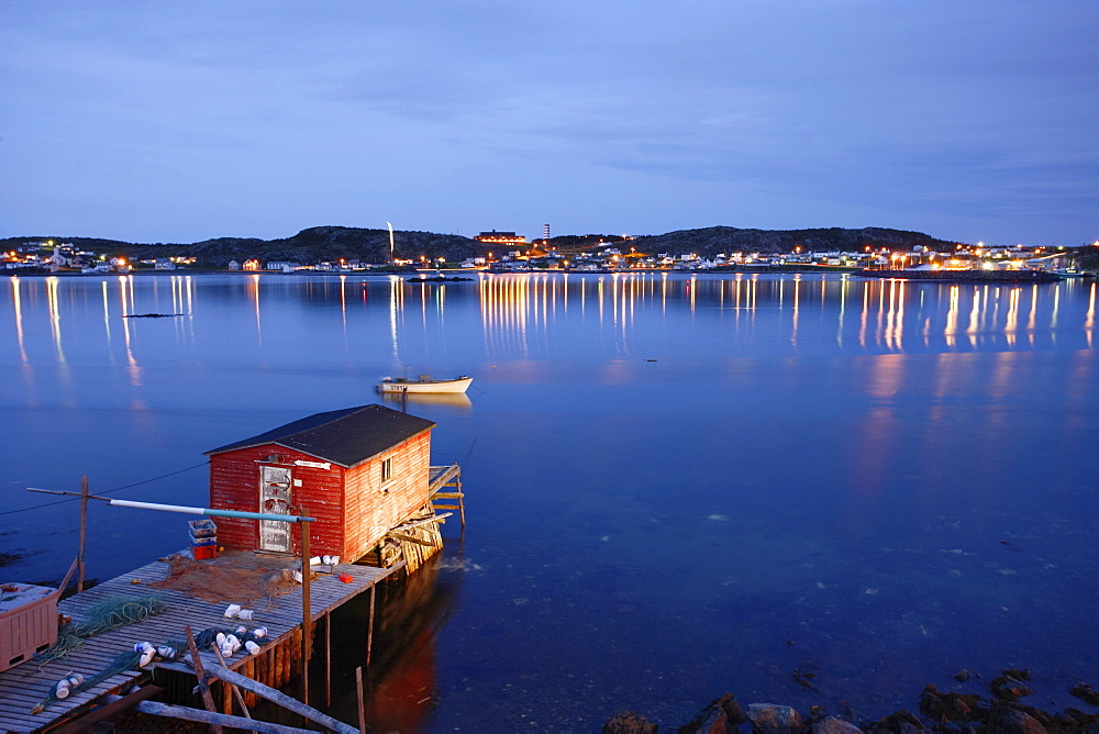 View of Village and Harbour at Twilight, Twillingate (North Island), Newfoundland