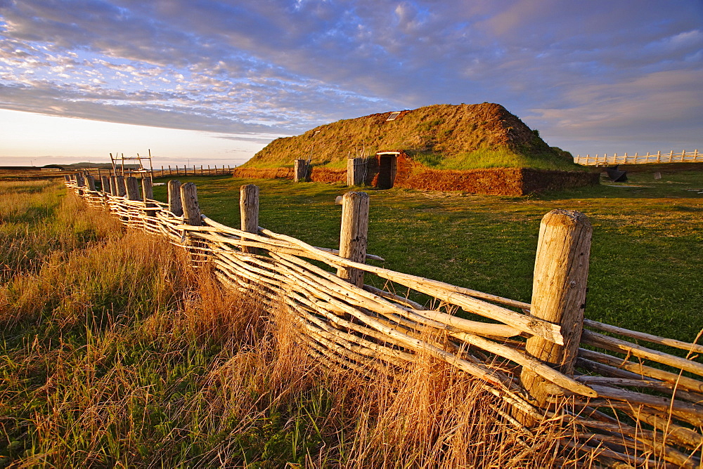 View of the Norse Buildings, L'Anse aux Meadows National Historic Site, St-Lunaire-Griquet, Newfoundland