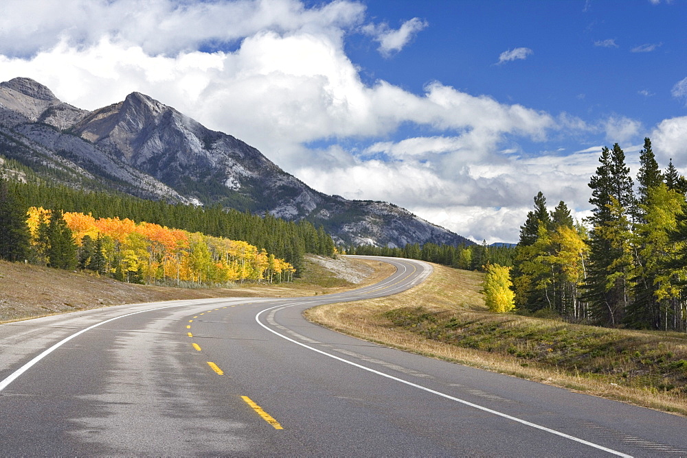 David Thompson Highway at Mount Abraham, Kootenay Plains, Alberta Canada