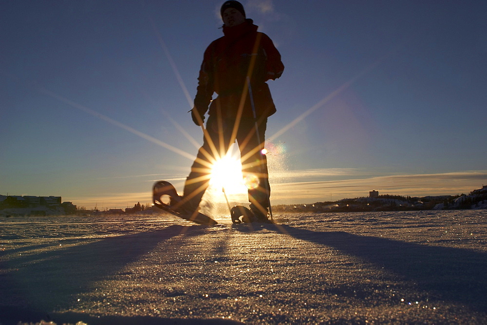 Snowshoeing Back Bay on Great Slave Lake in Yellowknife, Northwest Territories