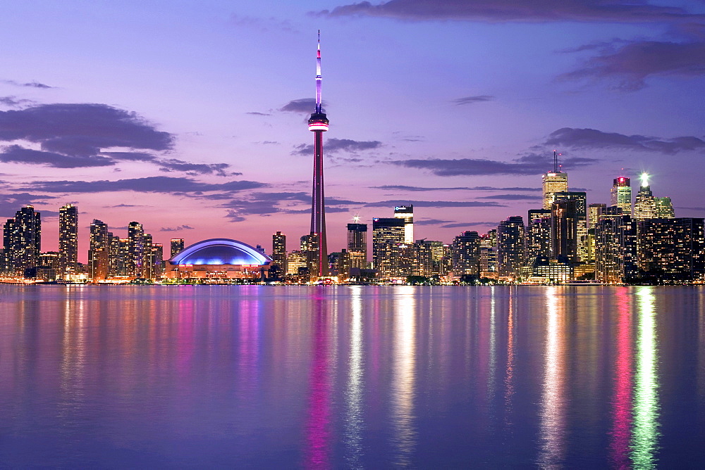 Skyline at night from Centre Island, Toronto, Ontario