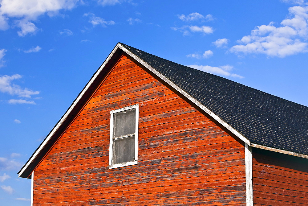 Red Barn in historic Icelandic settlement of Hecla Village, Hecla Island Provincial Park, Manitoba