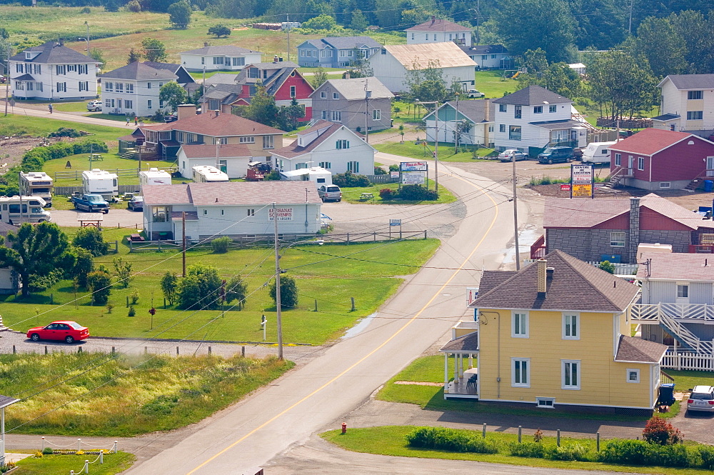 View of road, homes and trailers, Quebec