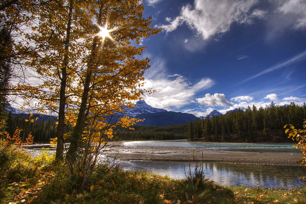 Athabasca River with Mount Fryatt in the background, Jasper National Park, Alberta