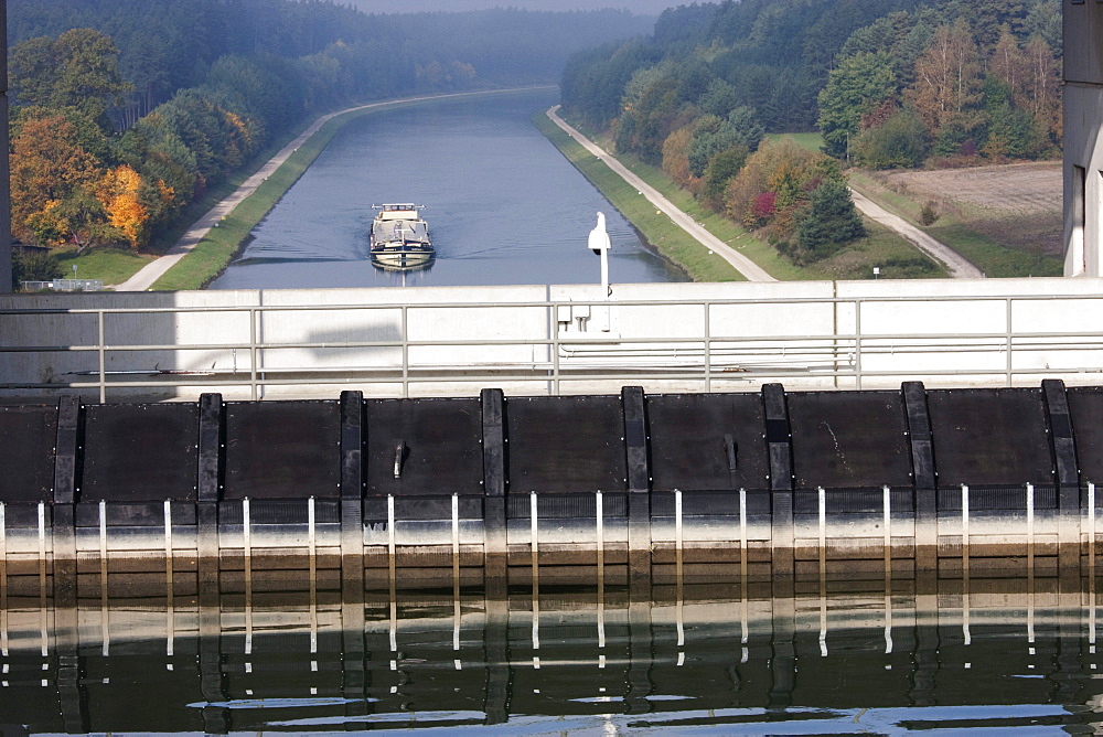 Main-Danube Canal below the Eckersmuehlen Lock on the Main-Danube Canal, Bavaria, Germany