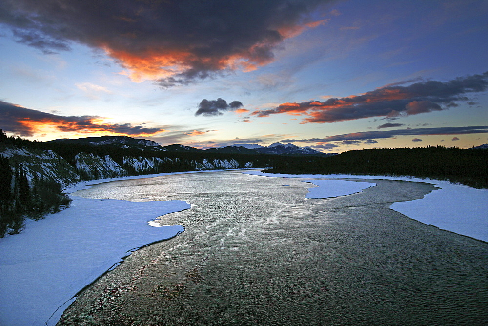 Sunrise over the Teslin River, Yukon