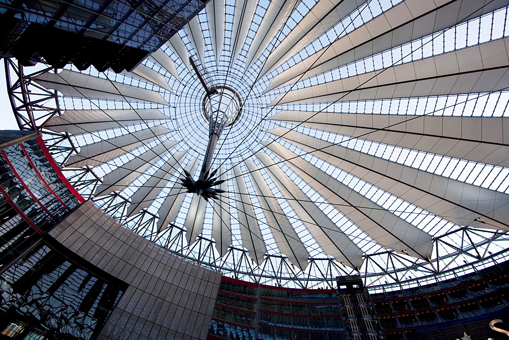 Roof of Sony Center on Potsdamerplatz at night, Berlin, Germany