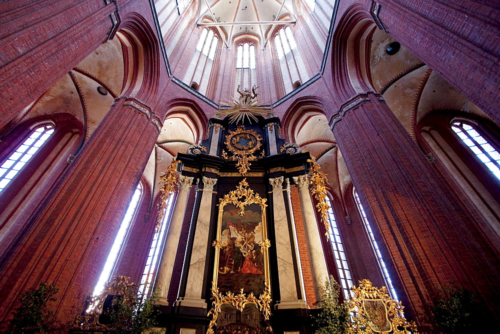 Baroque altar in St. Nikolai Church, Wismar, Germany