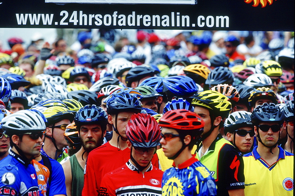 Participants gather for the annual 24 Hours of Adrenalin mountain Bike event, Toronto, Ontario.