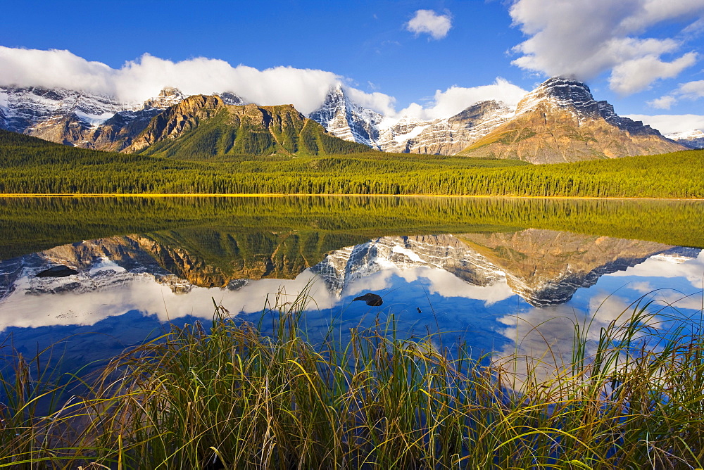 Waterfowl Lakes and Mount Chephren at sunrise, Banff National Park, Alberta