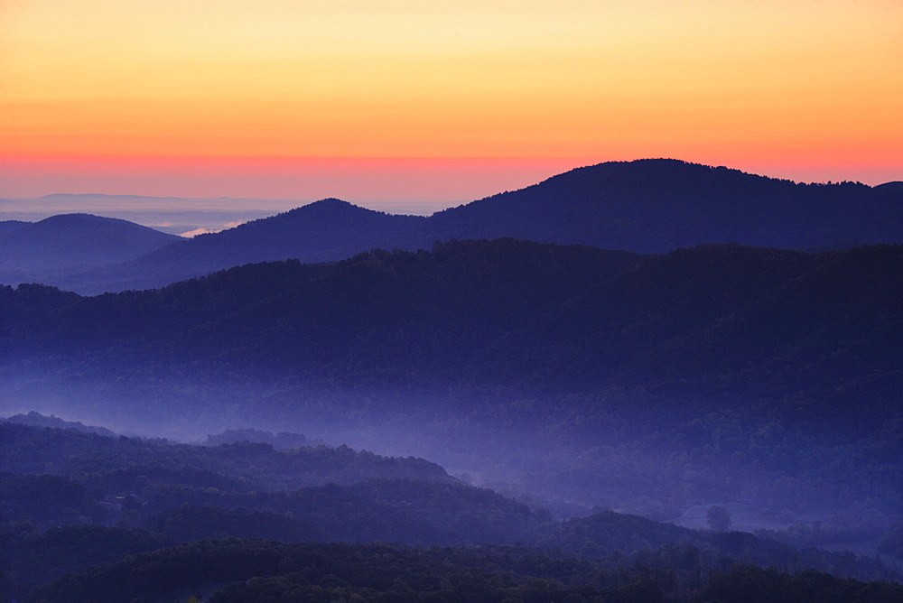 View from Roanoke mountain, Blue Ridge Parkway National Park, Virginia