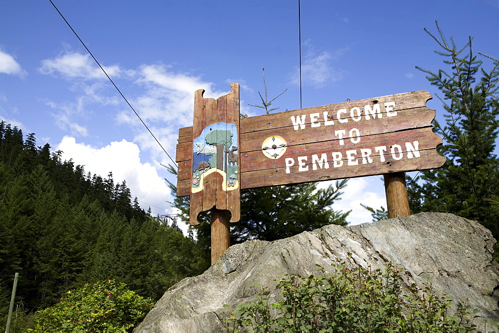 Pemberton welcome sign, Pemberton, British Columbia