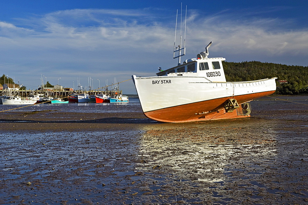 The Bay of Fundy at low tide in the village of Sandy Cove along Digby Neck, Nova Scotia