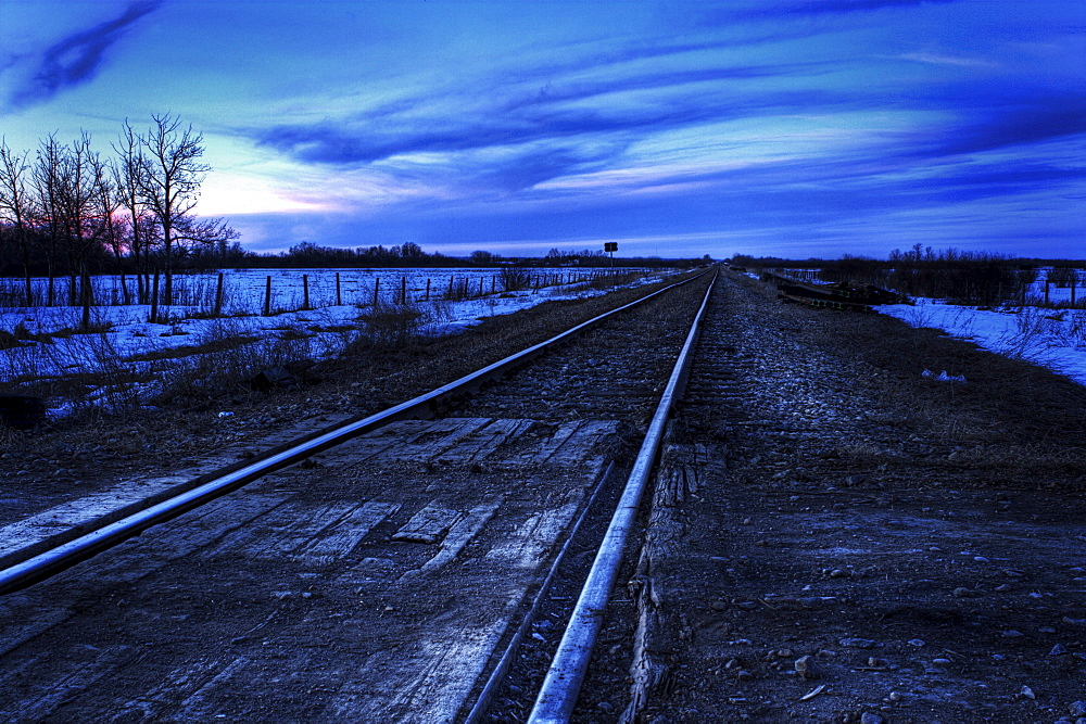 Railway Track at Dawn, Bon Accord, Alberta