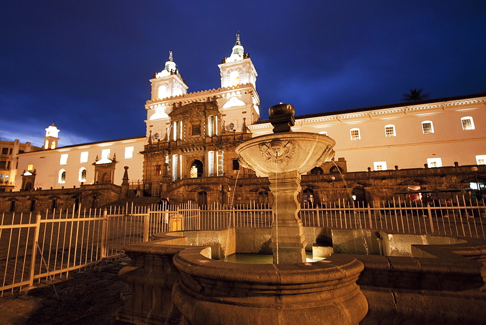 San Francisco Church at night, Quito, Pichincha, Ecuador