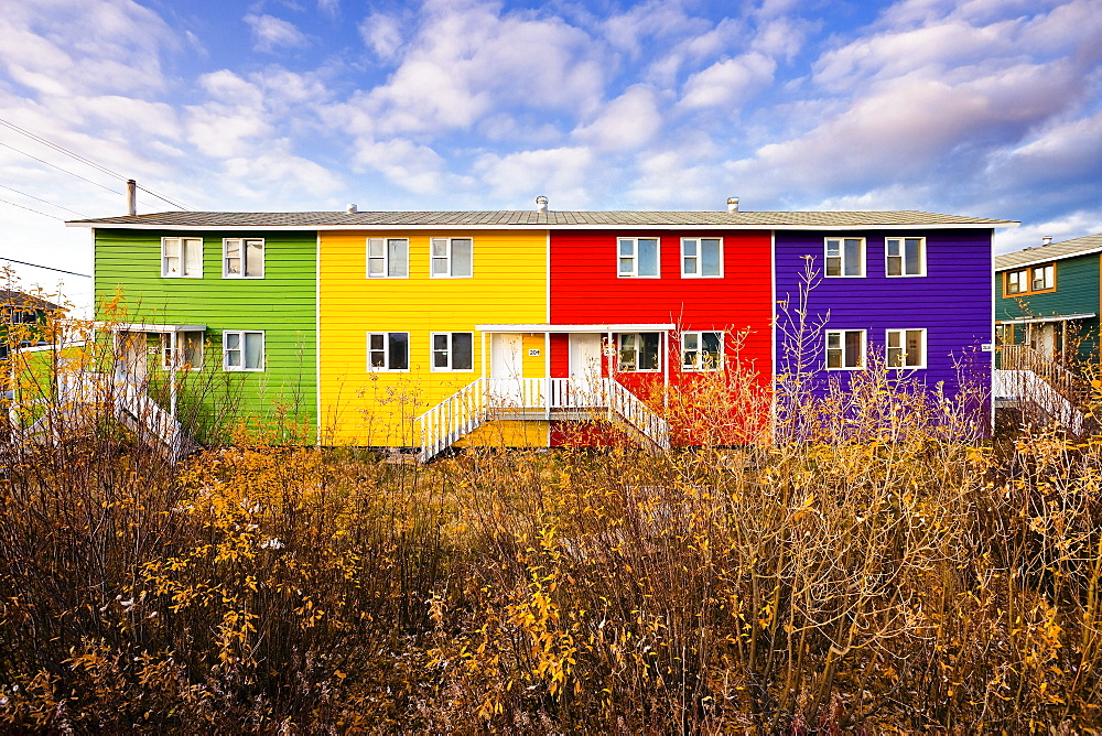 Multicolored townhouses, Inuvik, Northwest Territories