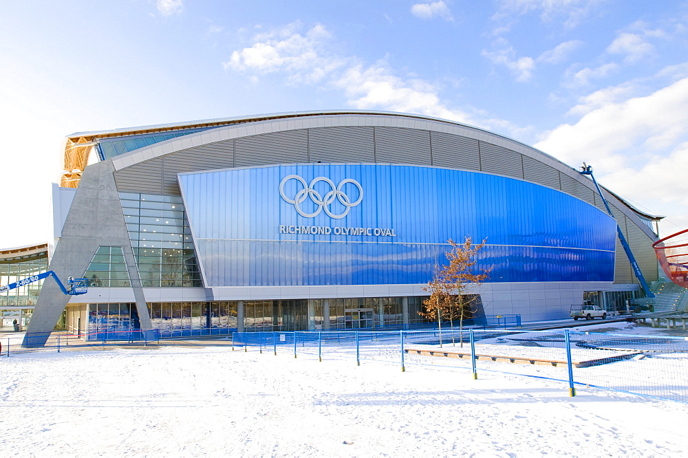 Olympic speed skating oval under construction in Richmond, British Columbia