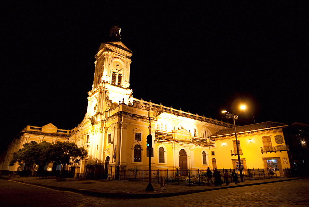 San Francisco Church at night, Cuenca, Azuay, Ecuador