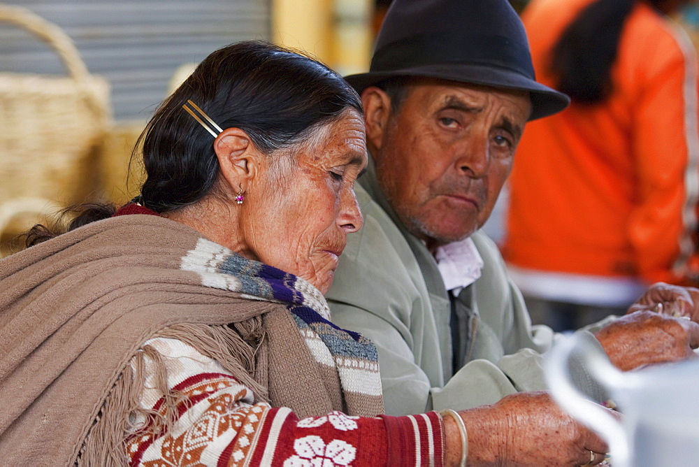 Elderly Otavaleuo couple, Otavalo, Imbabura, Ecuador