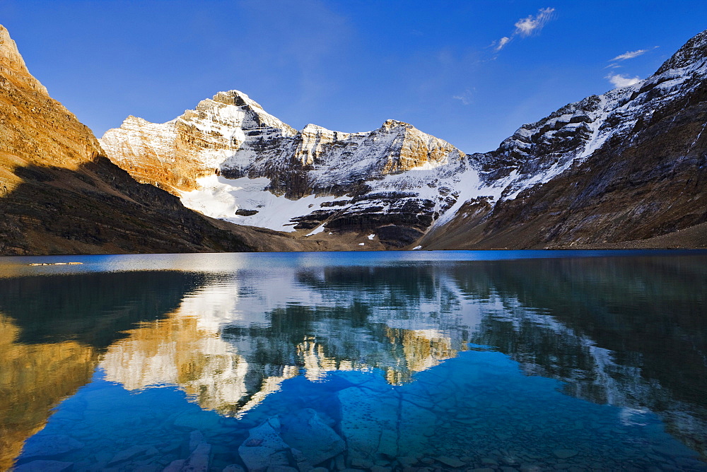 Lake McArthur and Mount Biddle at sunset, Yoho National Park, British Columbia