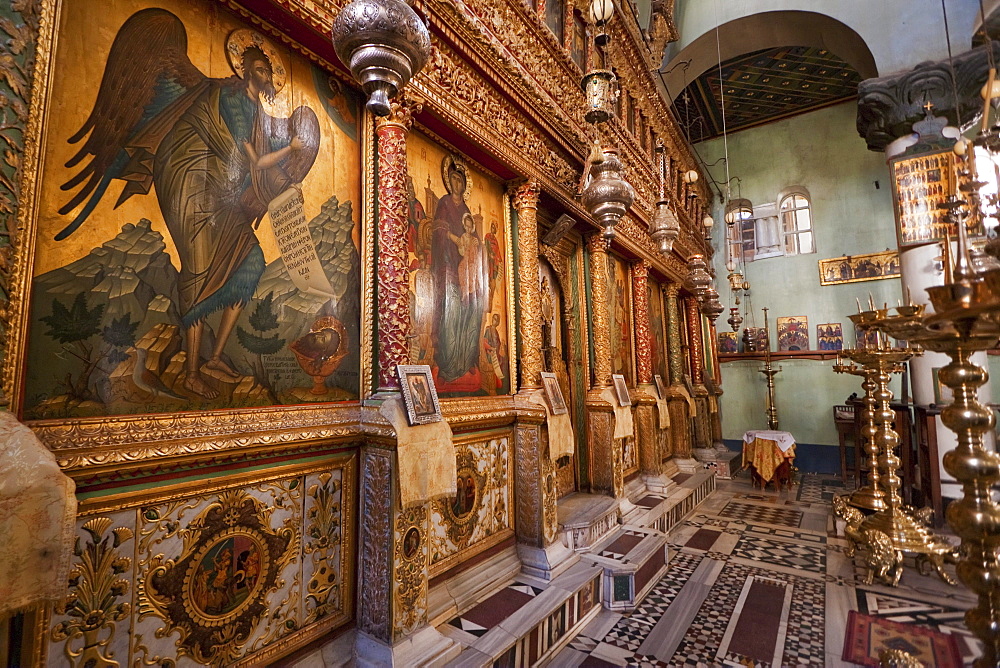 Iconostasis inside the Great Basilica of the Transfiguration (Catholicon of the Transfiguration) in the Holy Monastery of St. Catherine at Mount Sinai, South Sinai, Egypt