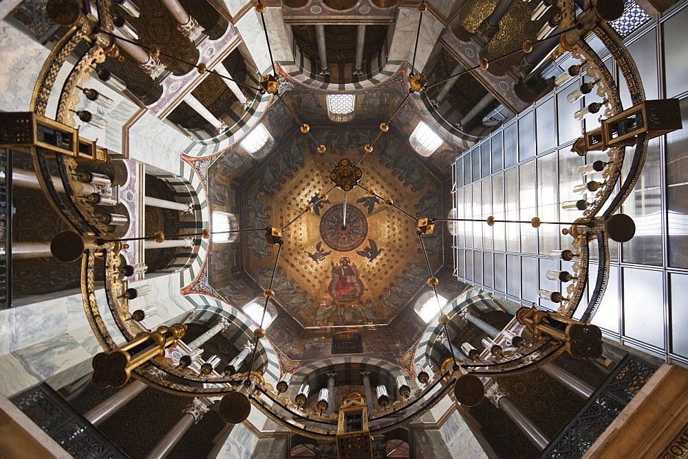 Interior of the octagonal Palatine Chapel, built by Charlemagne, Aachen Cathedral (Kaiserdom), Aachen, Germany