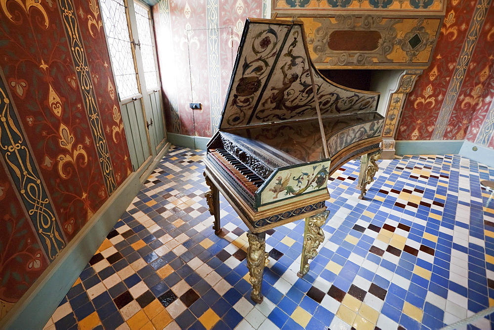 Harpsichord in the Galurie de la Reine Chuteau de Blois, Blois, France