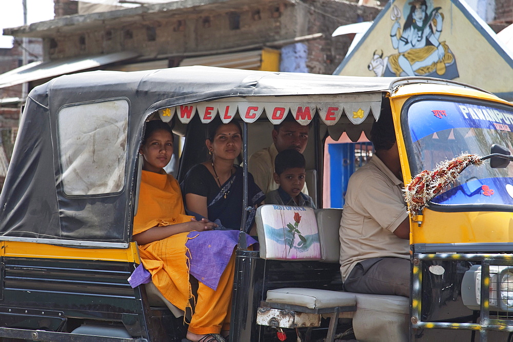 People in an autorickshaw, Gaya, Bihar, India