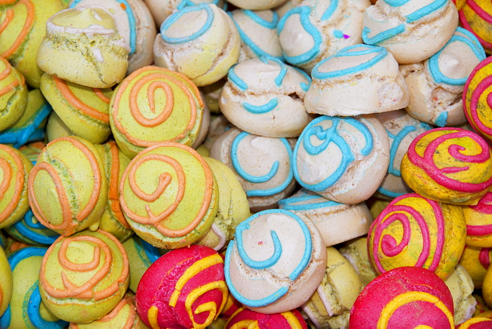 Cookies for sale at the Jueves de Comadres market during Carnaval Chapaco, Tarija, Bolivia