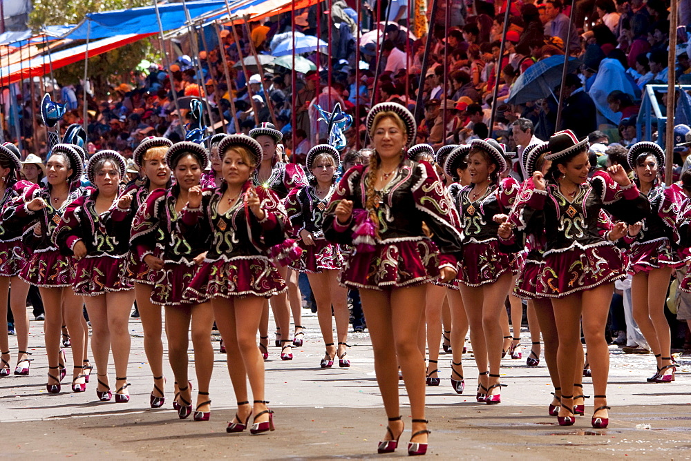 Caporales dancers in the procession of the Carnaval de Oruro, Oruro, Bolivia