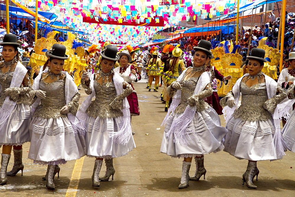 Morenada dancers in the procession of the Carnaval de Oruro, Oruro, Bolivia