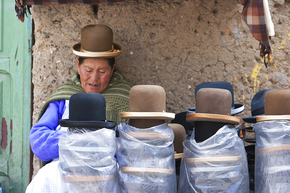 Bowler hat vendor, La Paz, Bolivia