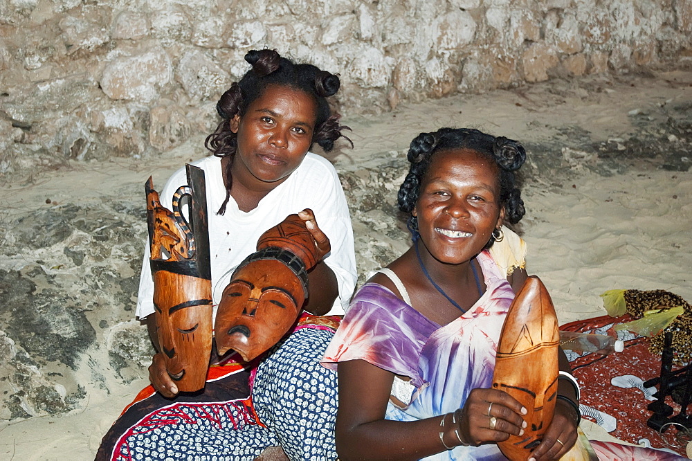 Mask sellers, Ifaty, Toliara Province, Madagascar