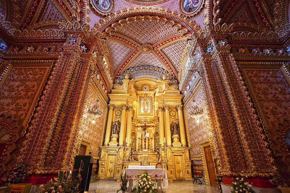 Interior of the Guadalupe Sanctuary, Morelia, Michoacun, Mexico