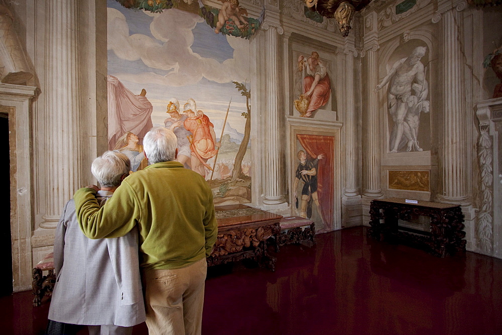 Old couple in Villa Godi Malinverni by Andrea Palladio, Lonedo di Lugo, Italy