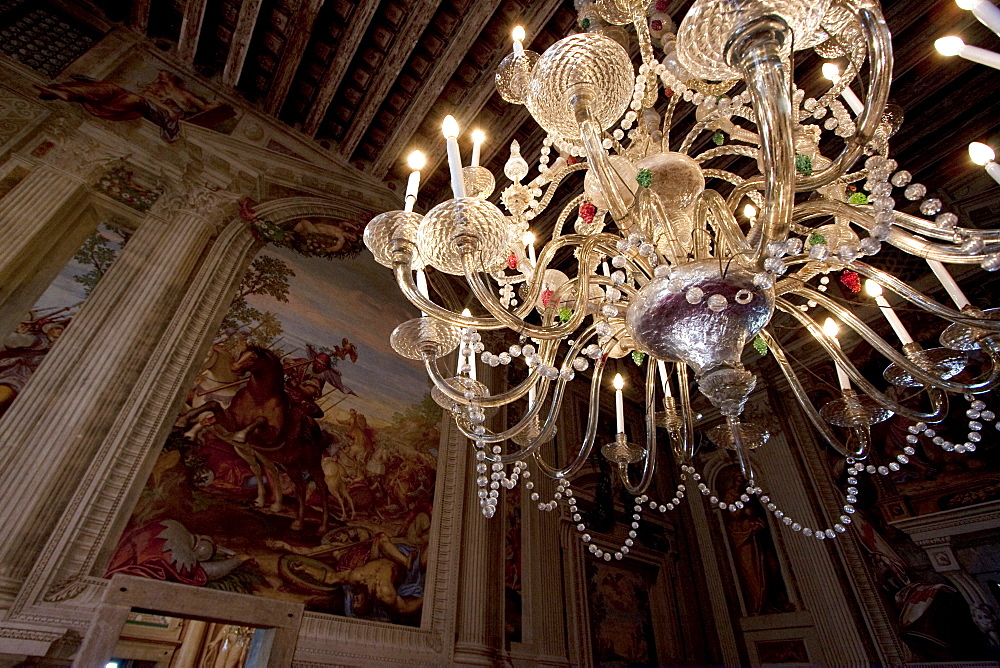 Chandelier in the Main Hall of Villa Godi Malinverni by Andrea Palladio, Lonedo di Lugo, Italy