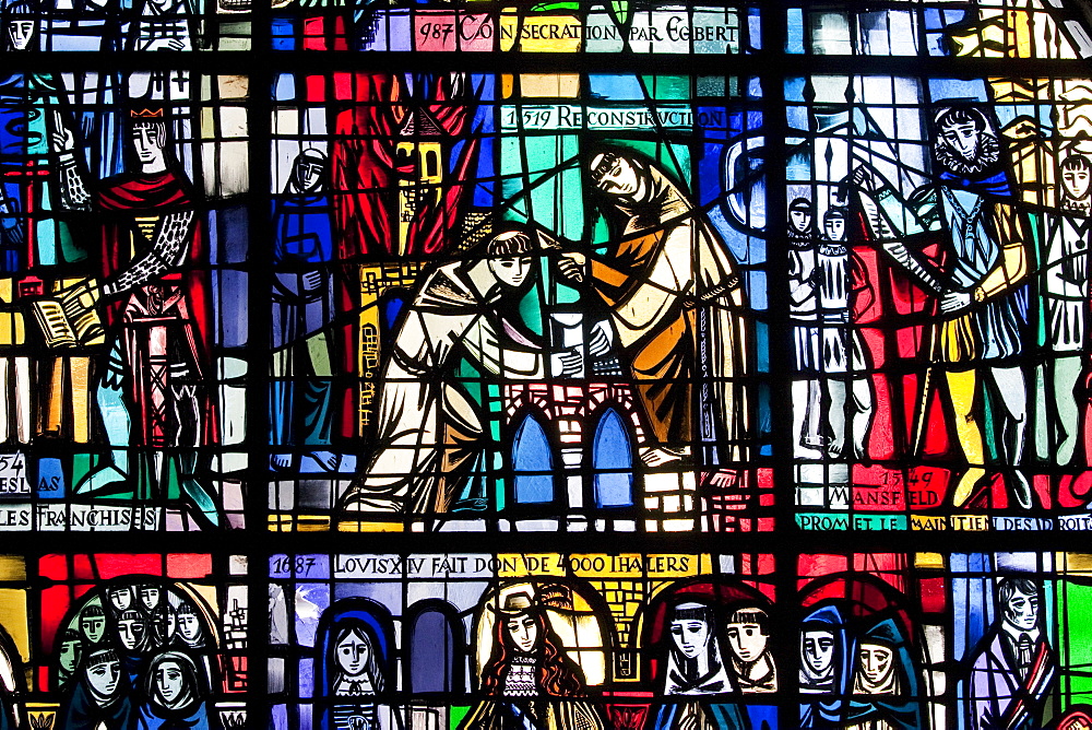 Stained glass window in Eglise St. Michel (St. Michael's Church), Luxembourg