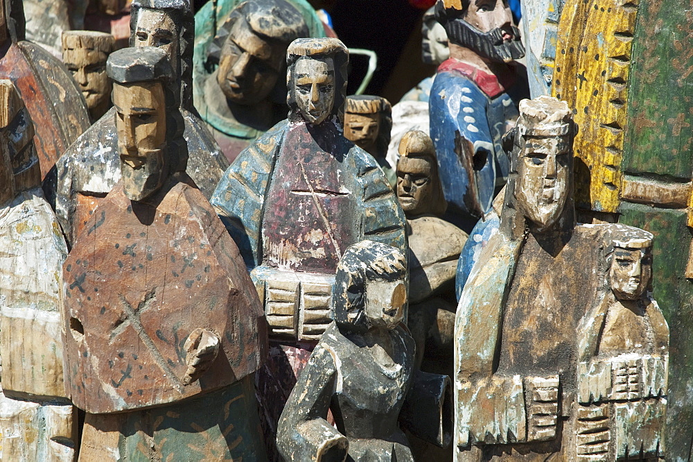 Wooden statuettes, Chichicastenango, El Quichu, Guatemala