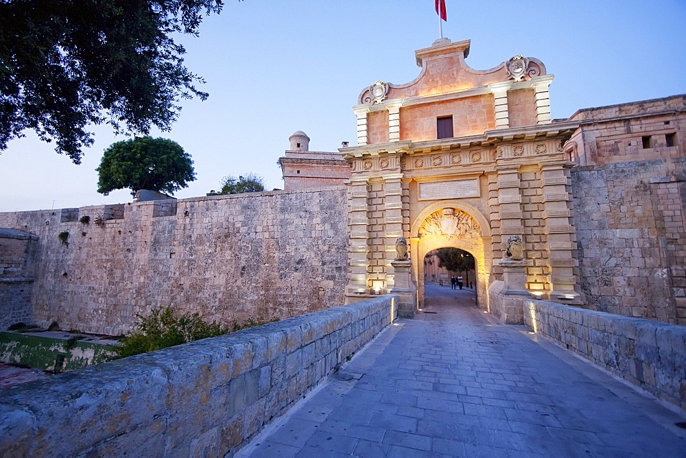 Main Gate at dusk,, Mdina, Malta