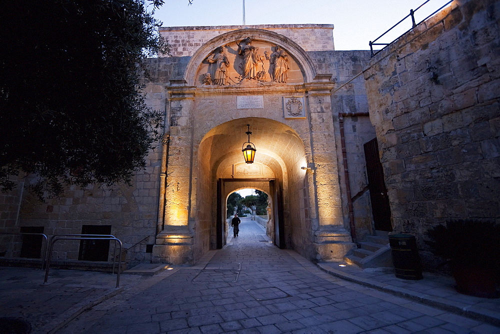 Main Gate at dusk,, Mdina, Malta