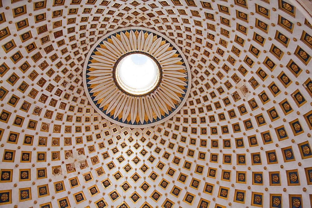 Interior view of the dome of the Rotunda of St Marija Assunta, Mosta, Malta