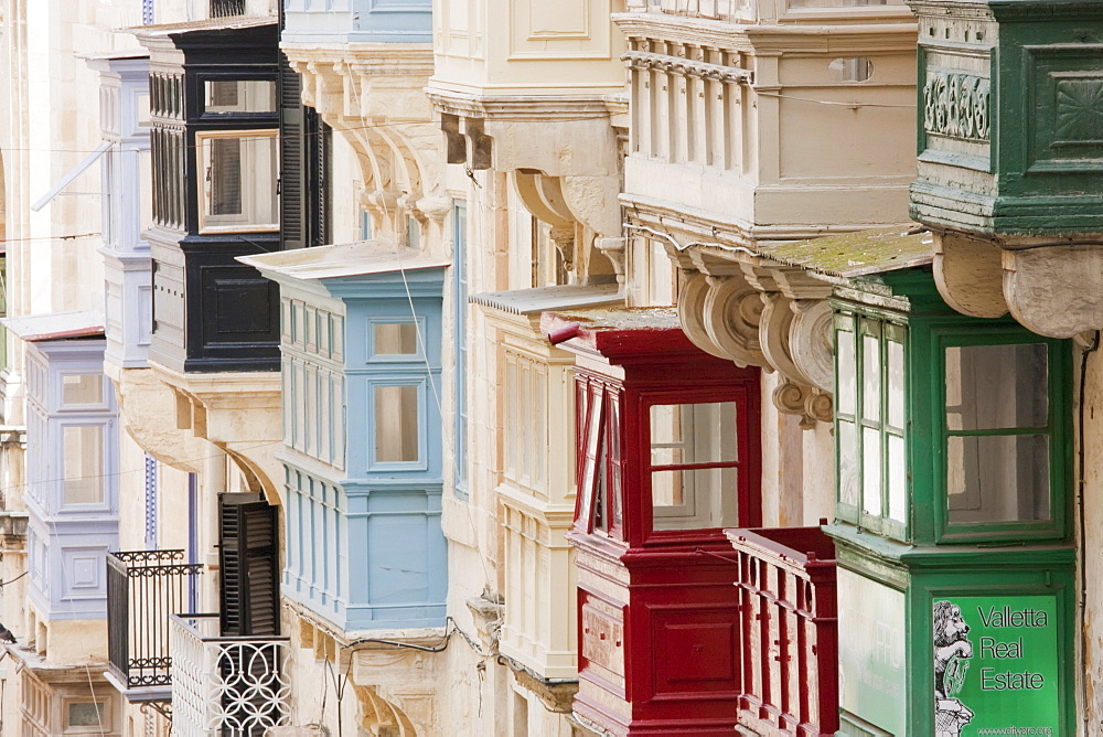 Enclosed balconies, Valletta, Malta